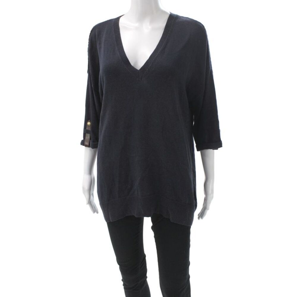 Michael Michael Kors Women Tunic V Neck 3/4 Sleeve Black Size M